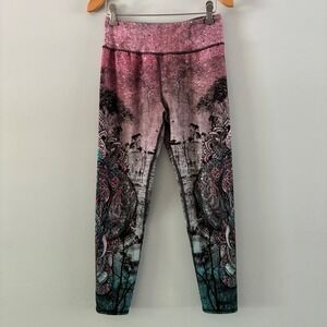 Evolution & Creation Leggings M Pink Sofia Mandala Elephant Yoga Pants Celestial